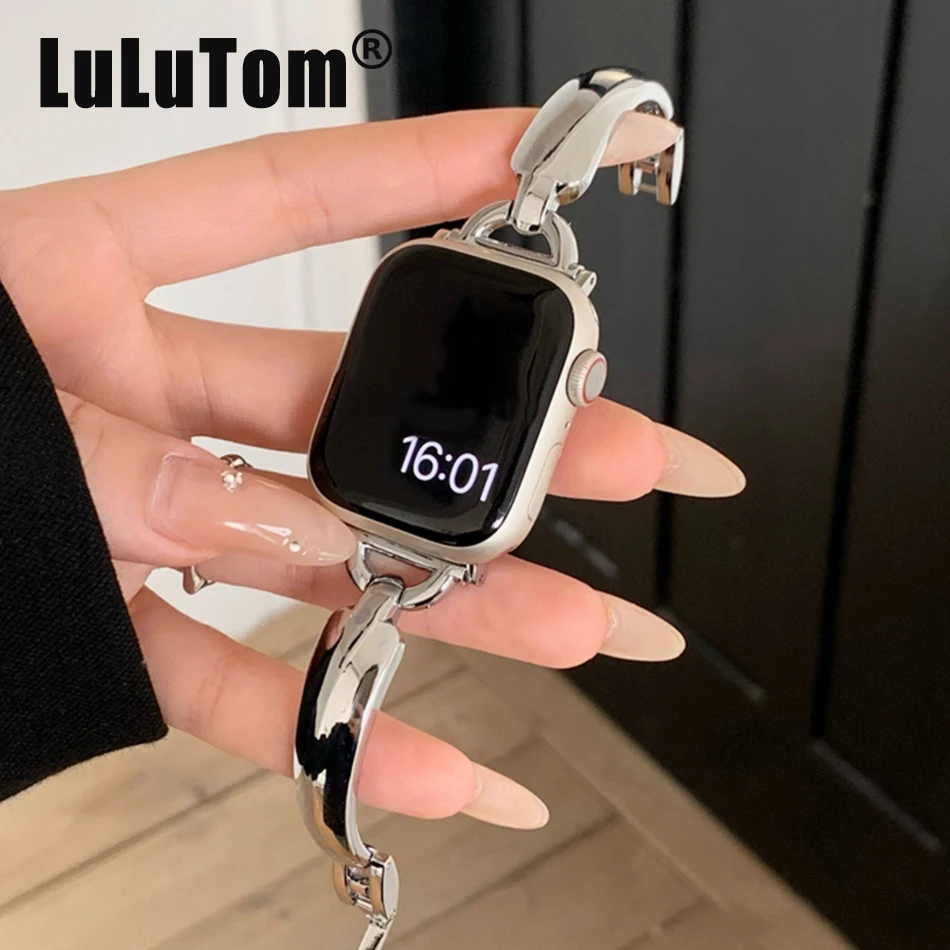 Metal Steel Strap For Apple Watch UItra 8 7 49mm 45mm 44mm Luxury D Bracelet Wristband For iWatch Series 6 5 SE 42mm 40mm 38mm