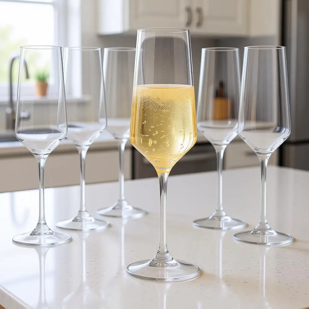 

Набор из 6 небьющихся бокалов для шампанского из тритана (8 унций), пластиковые бокалы для вина, многоразовые, без бисфенола-А, можно мыть в посудомоечной машине, идеально подходят для