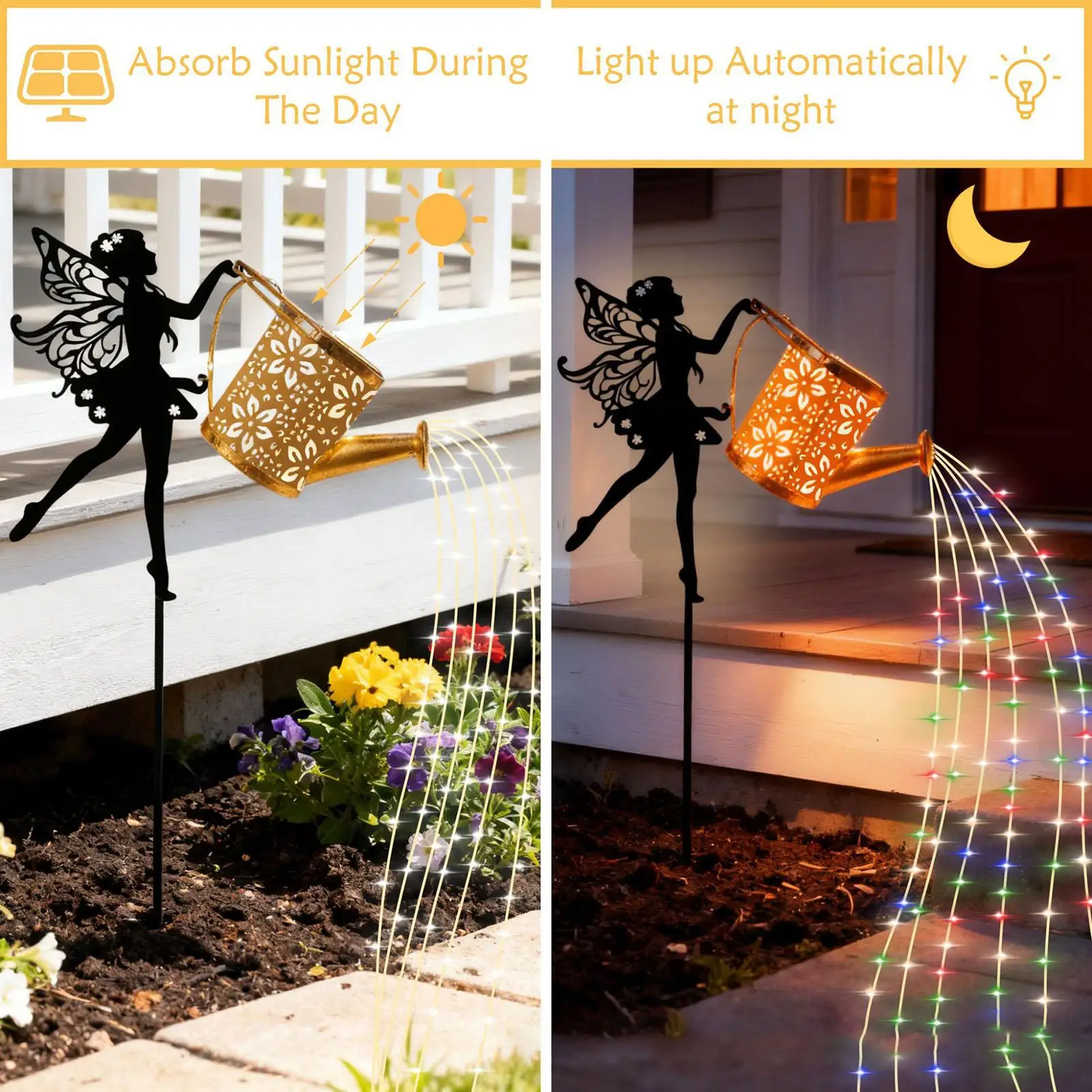 Solar Watering Can Light LED Solar Powered Garden Decor Metal Outdoor Lantern for Yard Patio Pathway Party Decoration Gift