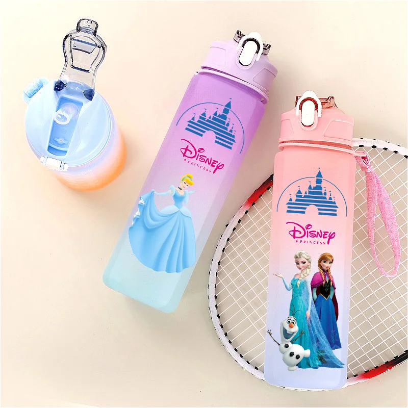 

Disney Princess 750ML Adult Sports Travel Plastic Bottle Children's Large Capacity Pop Cap Non Bisphenol A Portable Straw Cup