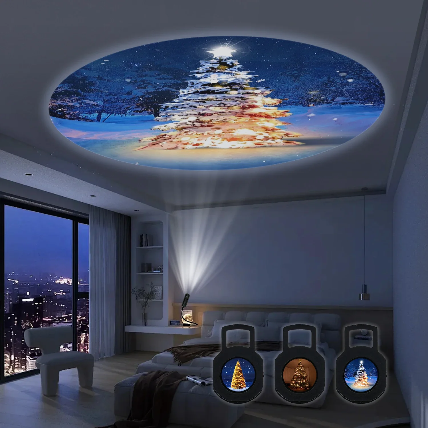 Christmas tree projection light Children Night Lamp Bedroom Ambient Light Creative Gift Night Light