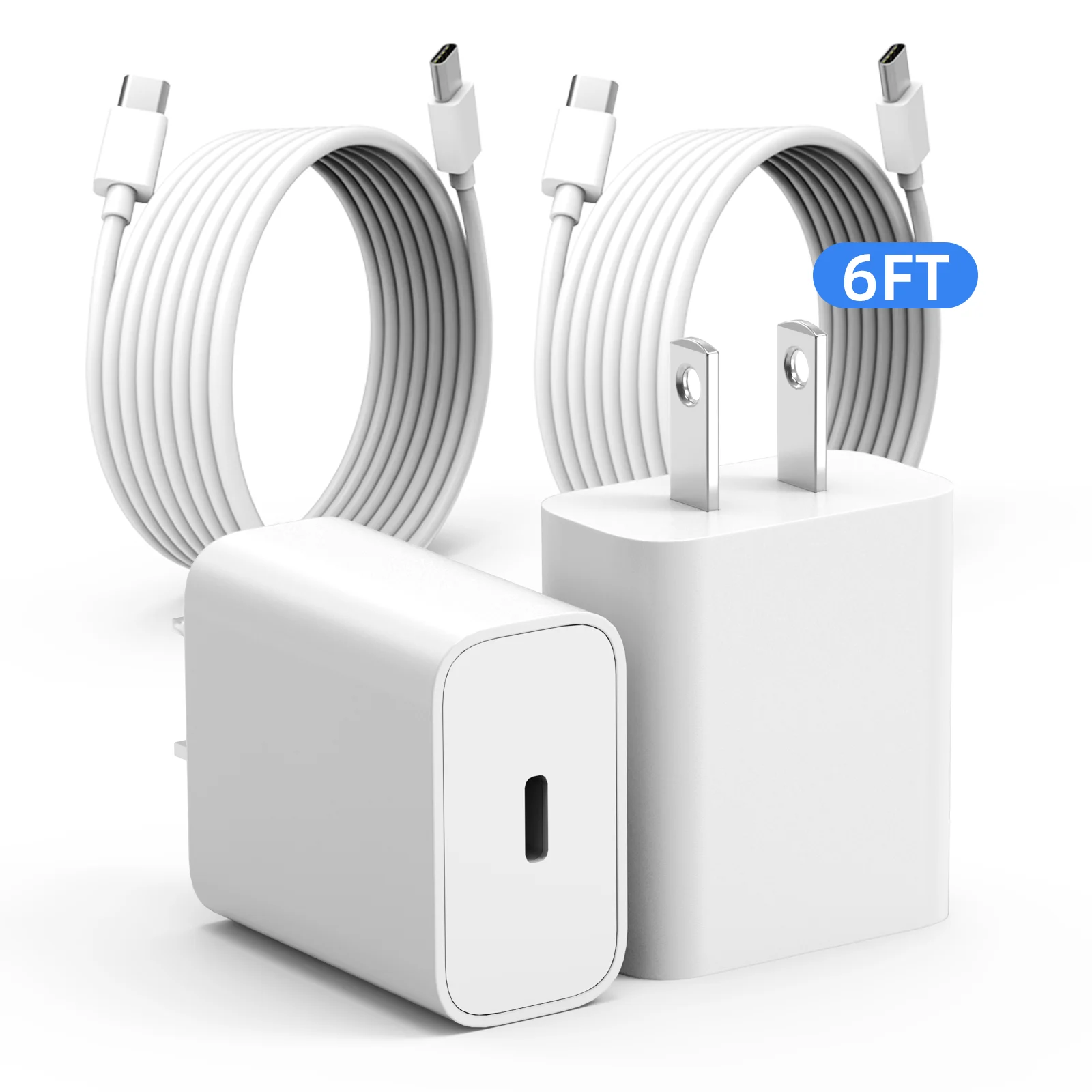 2 Packs Of PD20W USB C Fast Charger For IPhone 16 15 Pro Max Plus With 20W US USB C Port Fast Charging Cable Accessories