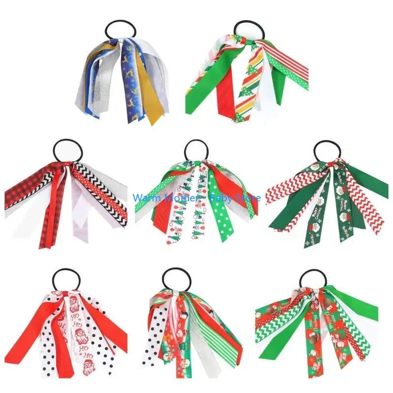 عيد الميلاد نمط الحرير Scrunchies طفل الشعر الديكور عطلة الشعر التعادل لينة مريحة هيرباند للفتيات ذيل الحصان 57QE #1