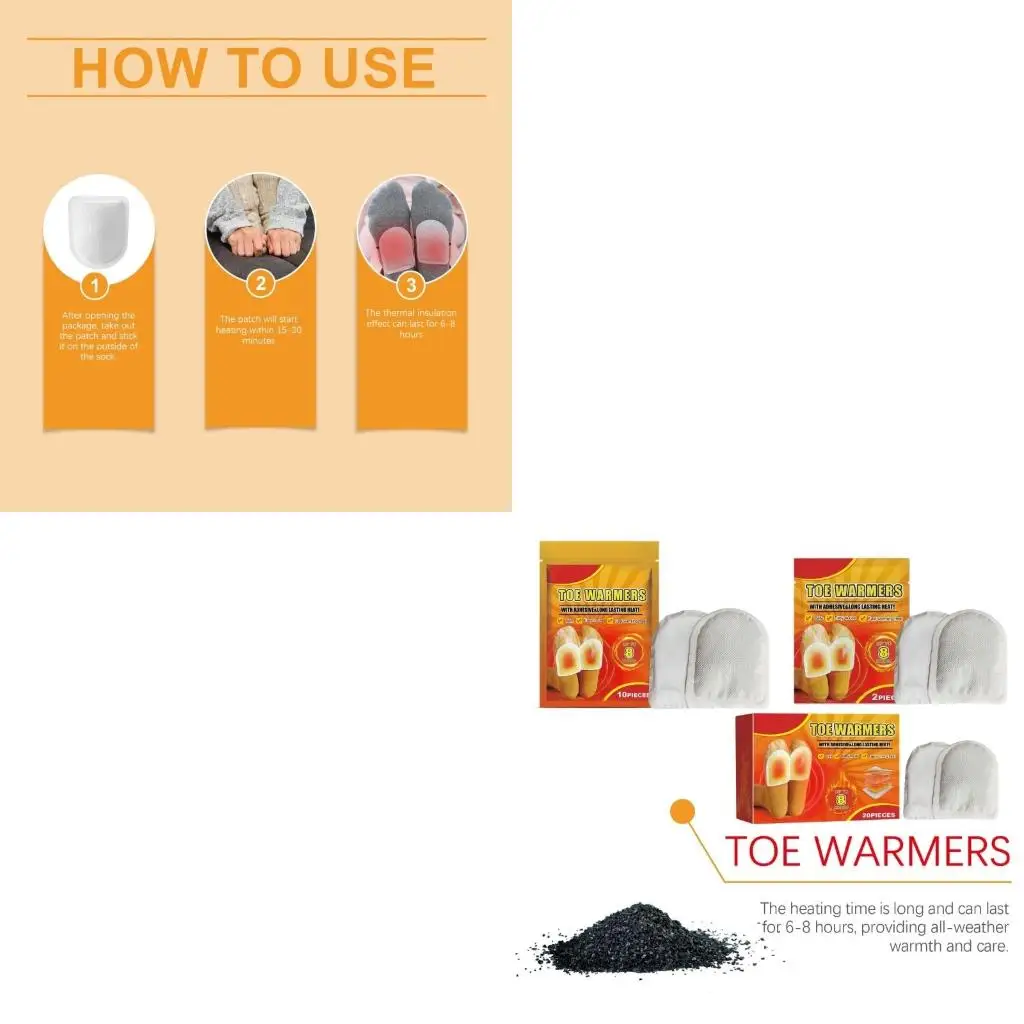  Foot Warmers Quick Heat Up Thin Comfortable Toe Heatings Pad for Cold Weather