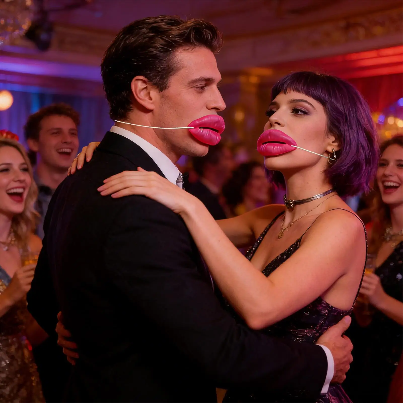 Red Lips Latex Mask Funny Sausage Mouth Prank Fiery Red Lips Sexy Mouth Holiday Wedding Party Props for Women Kids Youth