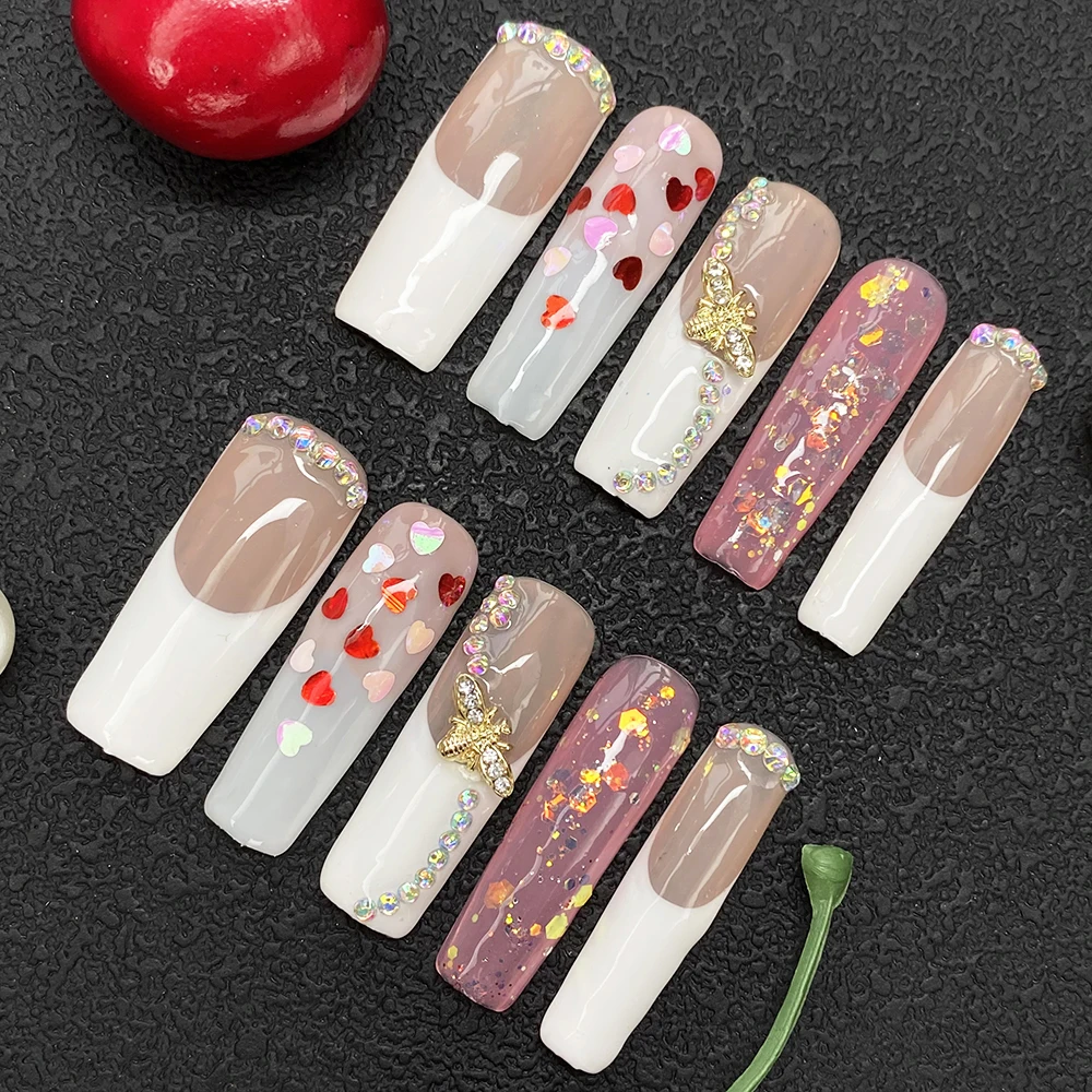 

Custom Salon Design 10PCS Ballerina Artificial Handmade Nails Press on Glamorous Y2K Hand Paint Reusable Artificial Fingernails