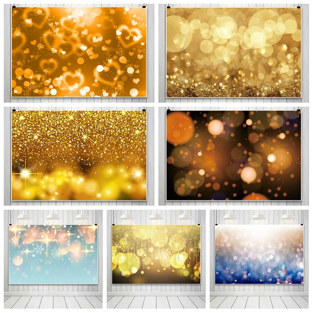 

Glitter Background For Photography Gold Pink Polka Dot Backdrop Newborn Birthday Decoration Customizable Photography Accessories