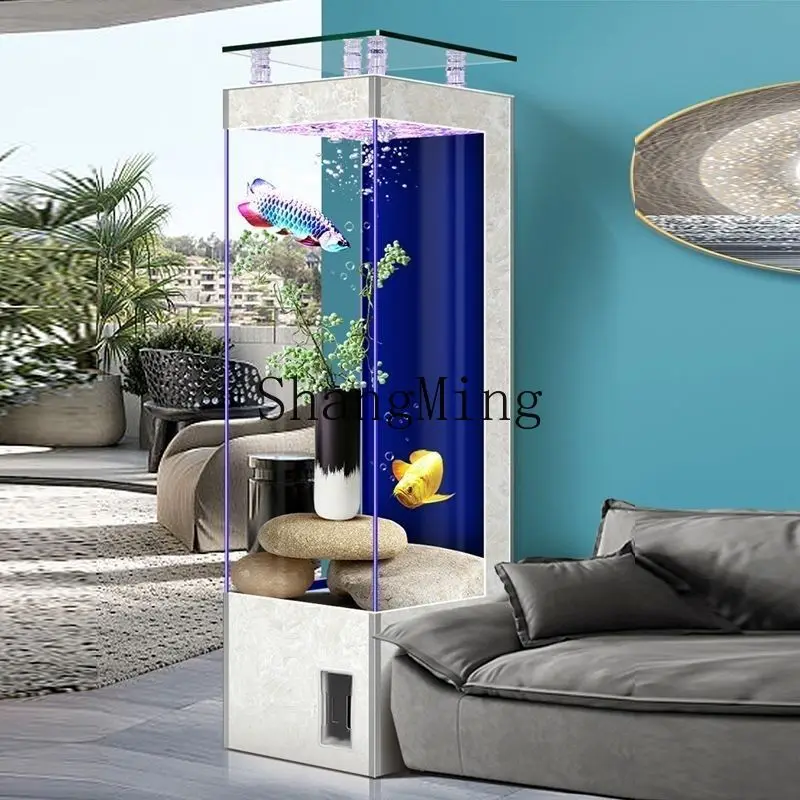 

FG new fish tank living room household floor-to-ceiling square self-circulating solid wood board ecological aquarium