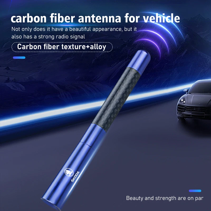 For Skoda Carbon Fiber Car Radio Signal Aerial Pole Roof Signal Booster Accessories Enyaq Superb Rapid VRS Octavia Kodiaq Karoq