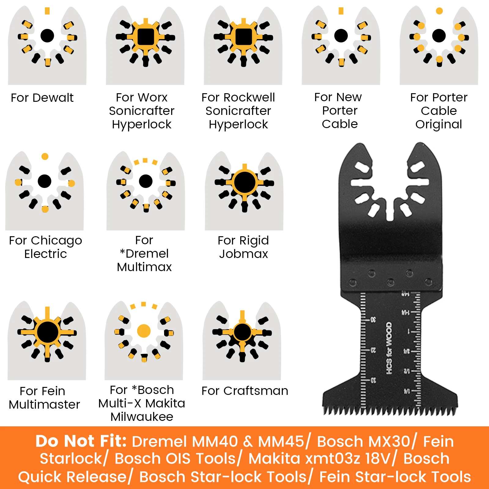 Multitool Blades Sharp Oscillating Fast Cutting Saw Blades Quick Release Oscillating Blades for Wood Plastic Metal Cutting