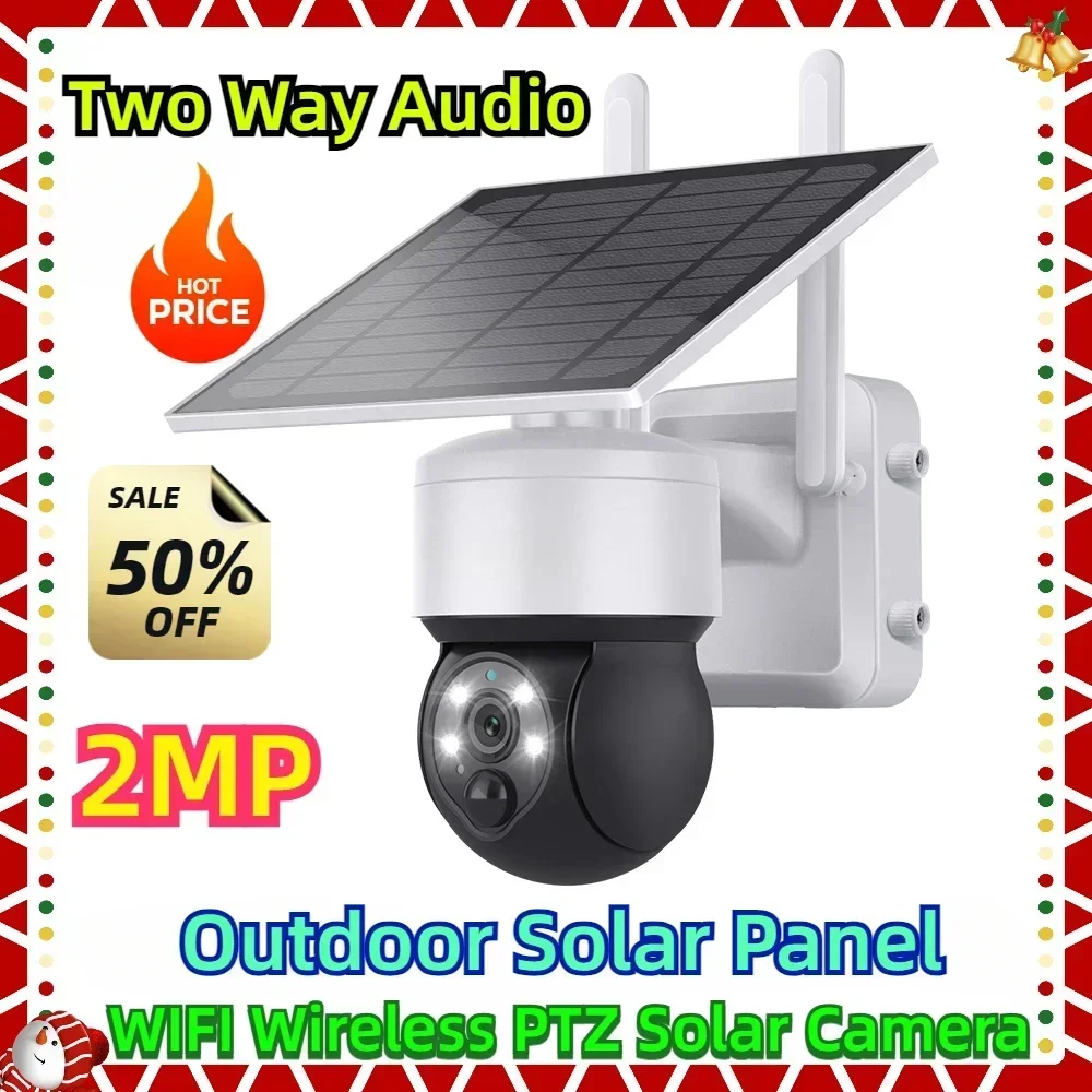 

2MP Outdoor Solar Panel Two Way Audio Security Protection CCTV Camera Battery Cam WIFI Wireless PTZ Solar Camera