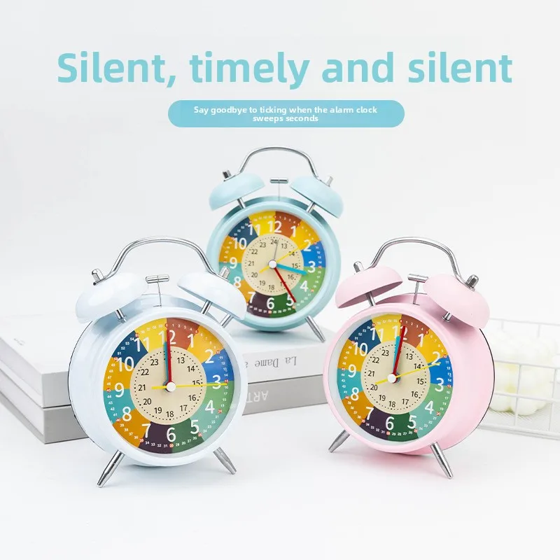 שעון מעורר רטרו עם פעמון חזק נוסף, שעון מעורר אלקטרוני שקט פשוט לחדר המגורים ולחדר השינה, שעון קוורץ לחינוך מוקדם