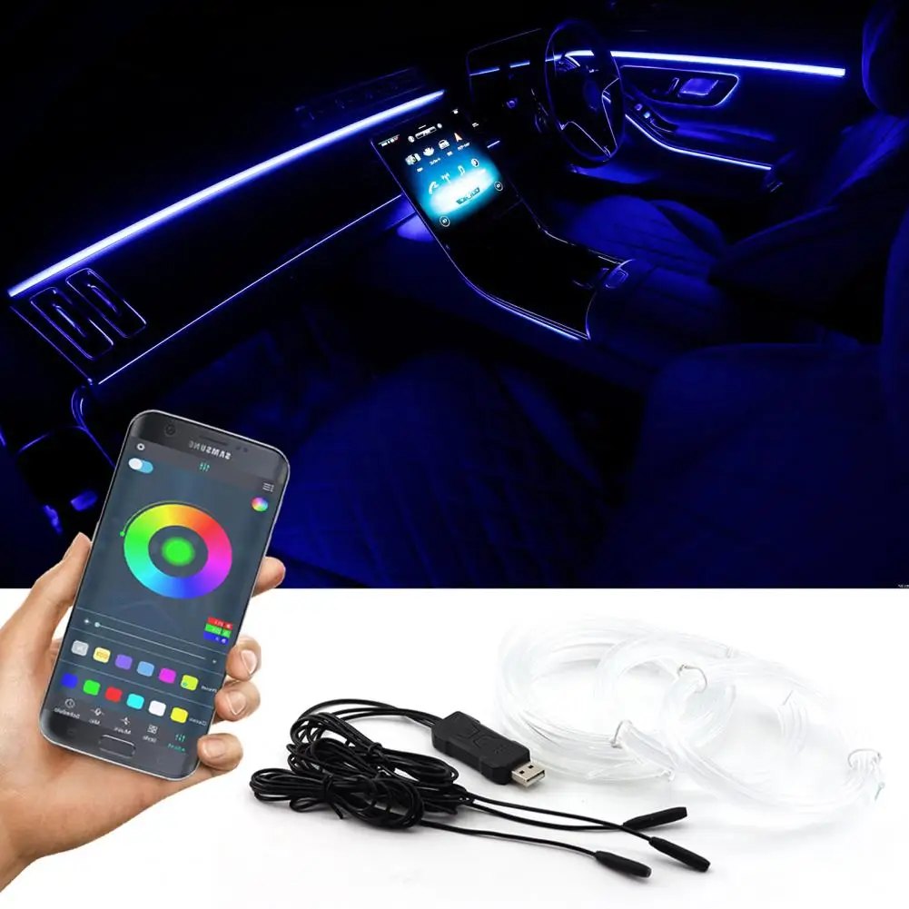 

Car Led Light Colorful Led Light Bars Wireless Remote Control Car Led Ambient Light Kit with Colorful Fiber Optic Sync for Car