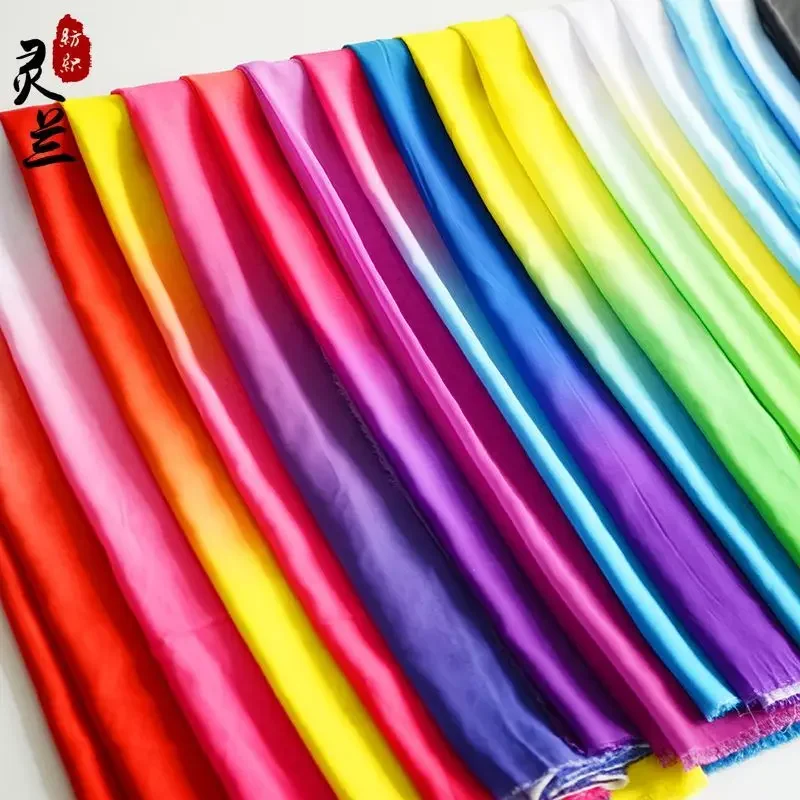 Transition Gradient Chiffon Fabric Per Meter for Sewing Dance Stage Performance Clothes Soft Cloth Smooth Breathable Red White