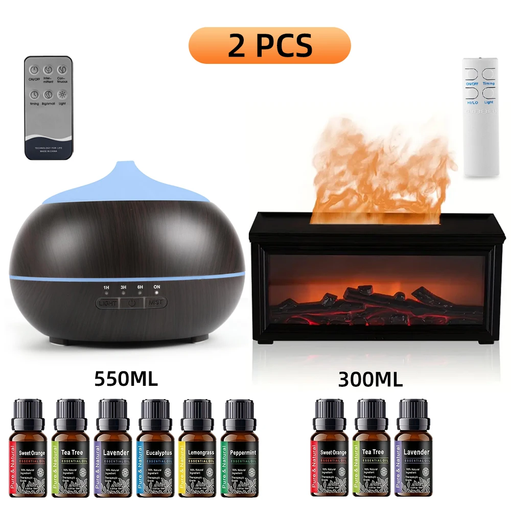 

Dual Aromatherapy Diffuser Set Remote & Timer Control, Soothing LED Lights for Easy Home and Yoga Relaxation , Quiet Operation