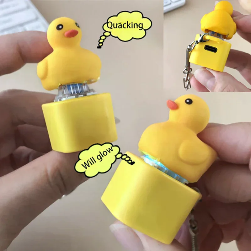 Duck Fidget Toy Quacking Fidget Toy Rechargeable Duck Key Chain Stress Relief Sensory Game Squeaky Home Decor For Bag & Tabletop