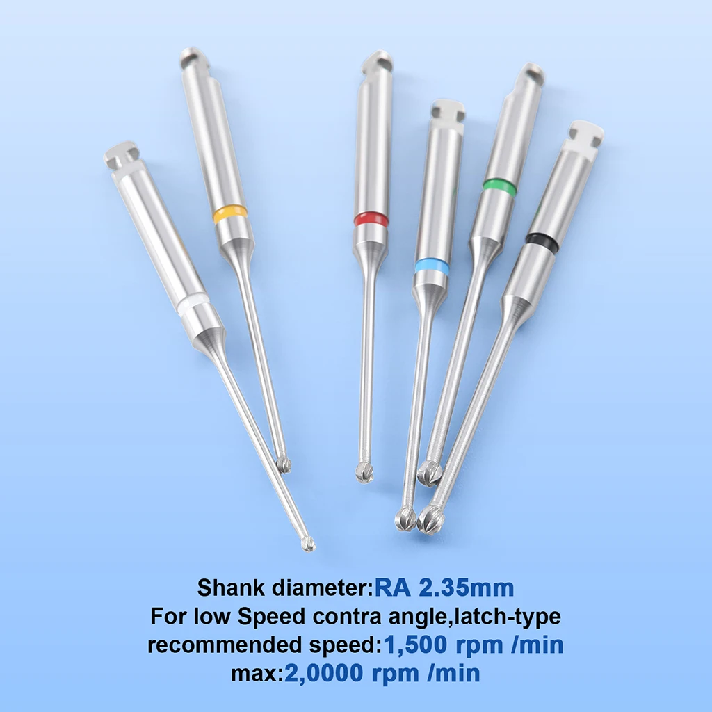6 Stück/Box Zahnärztliche Bohrer mit Langem Schaft für Mikroskop-Endo-Rundbohrer RA1-6 34mm Edelstahl für Langsamlaufende Handstücke Zahnmedizinische Instrumente – Detail 4