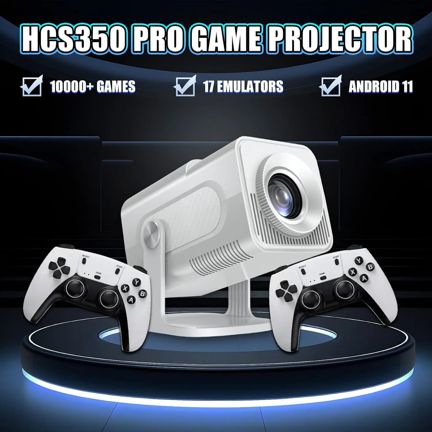 HCS350 MAX Portable Wireless Projector WiFi Bluetooth 10000+ Games Android 11 Outdoor Home Theater Remote Focus Voice Control