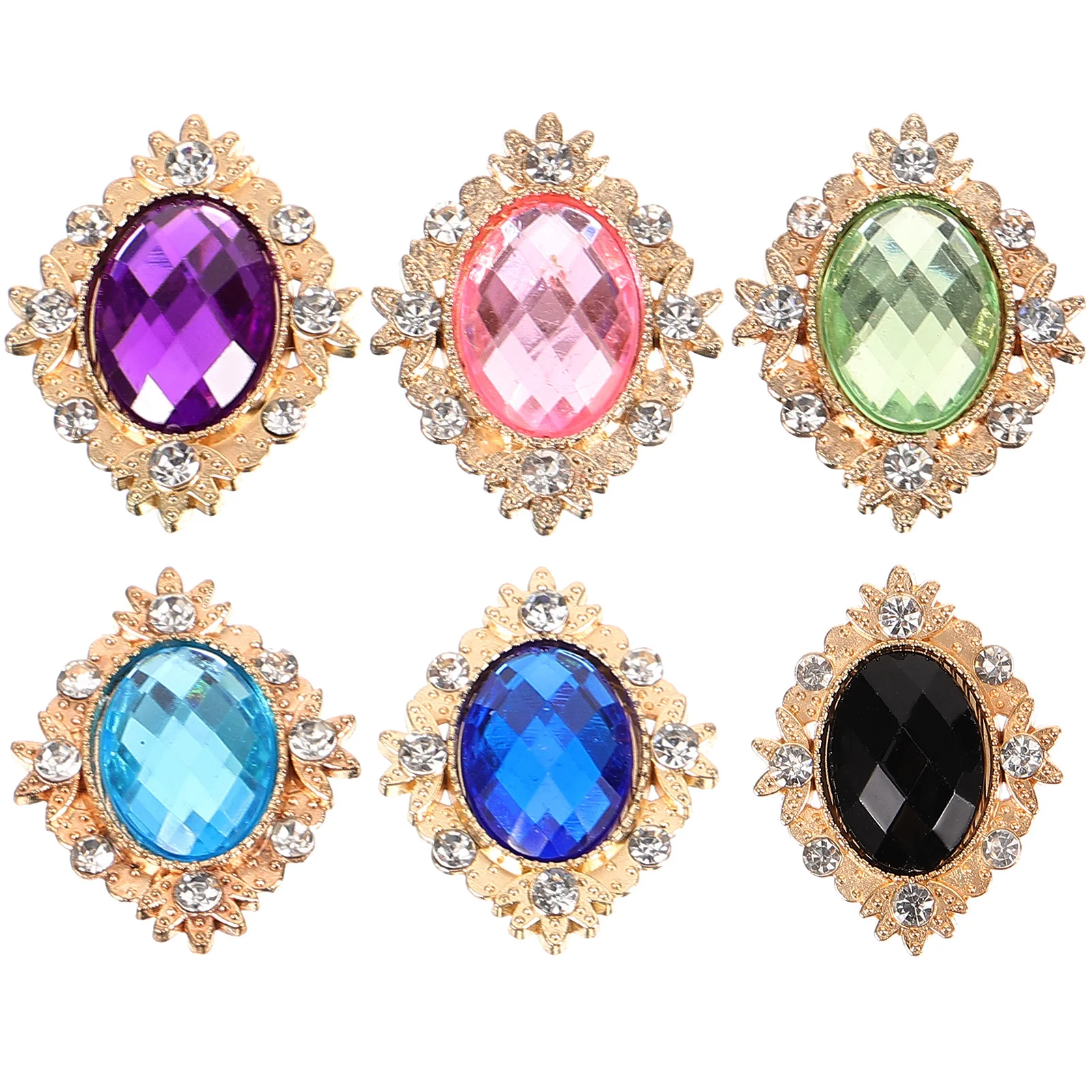 

6pcs Gemstone Shoe Buckle Accessories Alloy Rhinestone Shoe Clips For Pumps Heel Decorative Embellishments Lightweight Jewelry