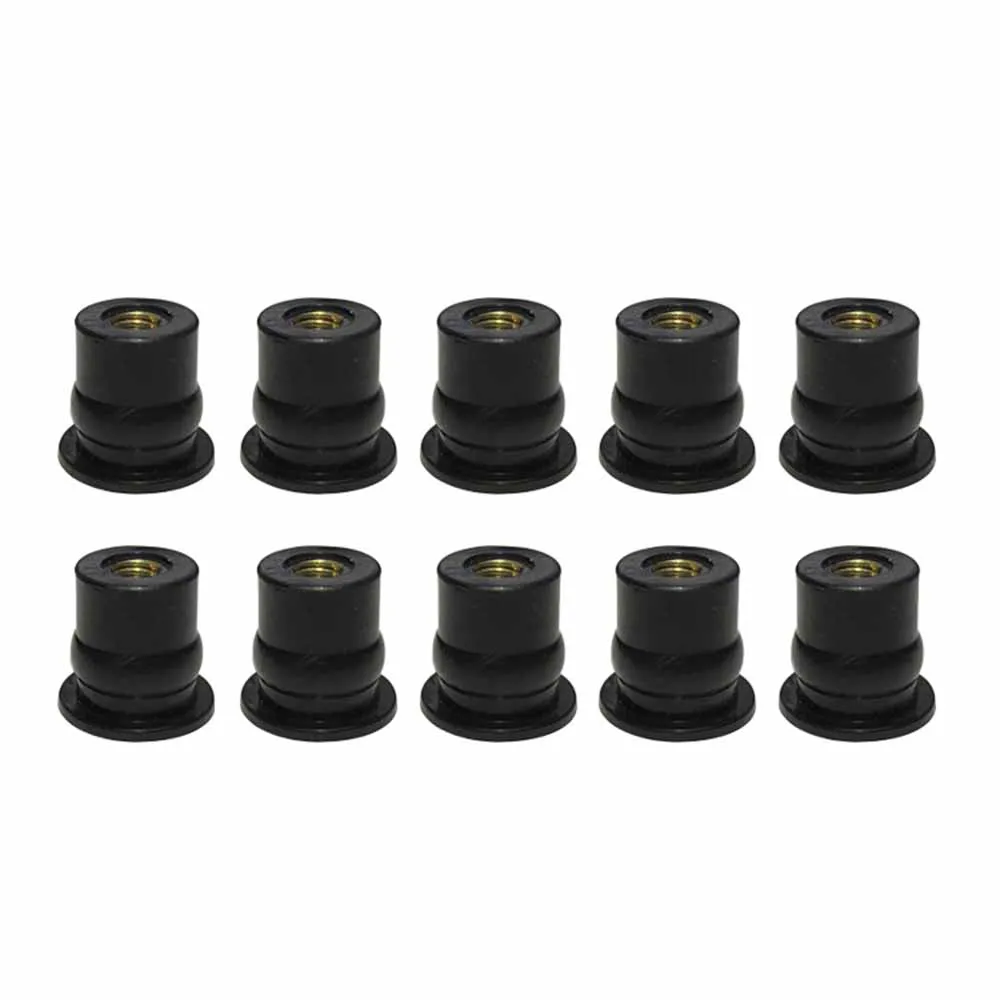 10pcs Well Nut M5 5mm Metric Rubber Motorcycle Windshield Rubber Rivet Nuts Bolts for Honda Suzuki