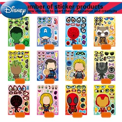 6/12Sheets Disney The Avengers Puzzle Anime Stickers Spiderman Iron Man Cartoon Make-a-Face Assemble Decal Assemble Jigsaw Decal