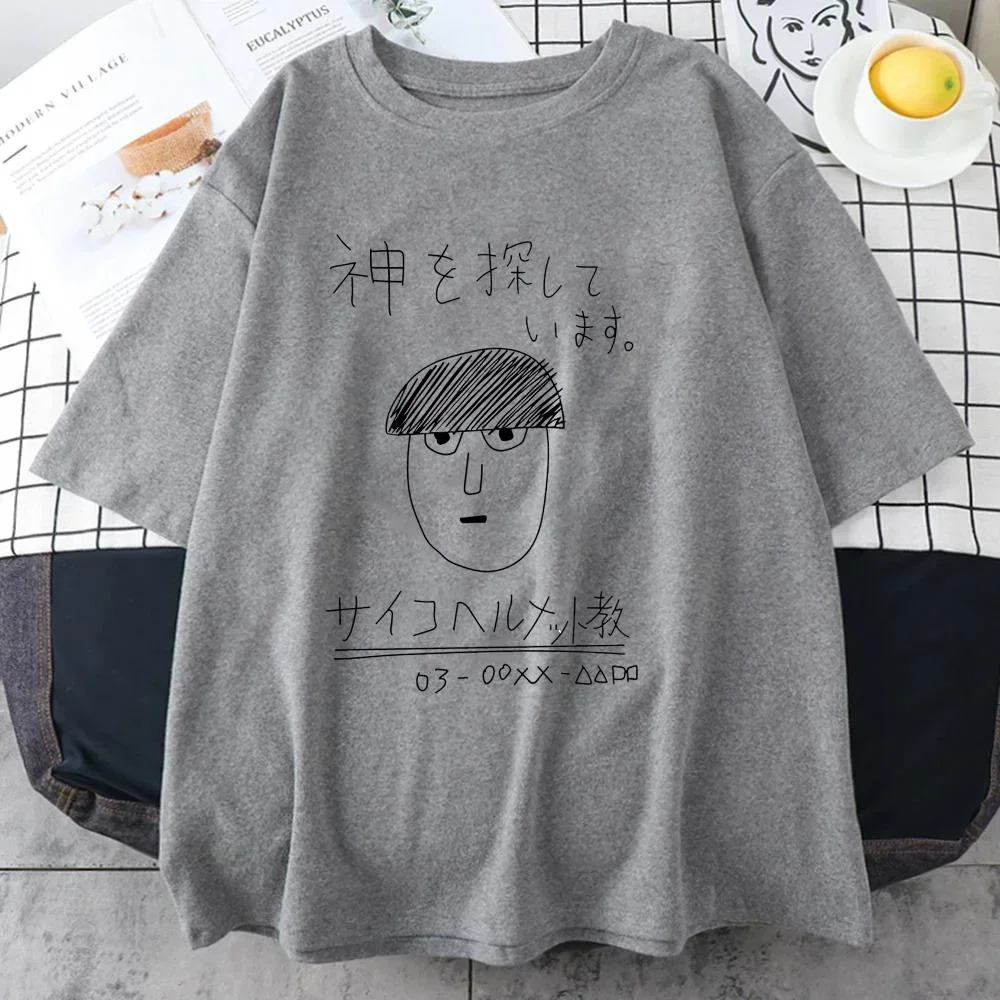 Nueva camiseta Mob Psycho 100 divertida con estampado de Anime para mujer camiseta divertida de Hip Hop de manga corta con