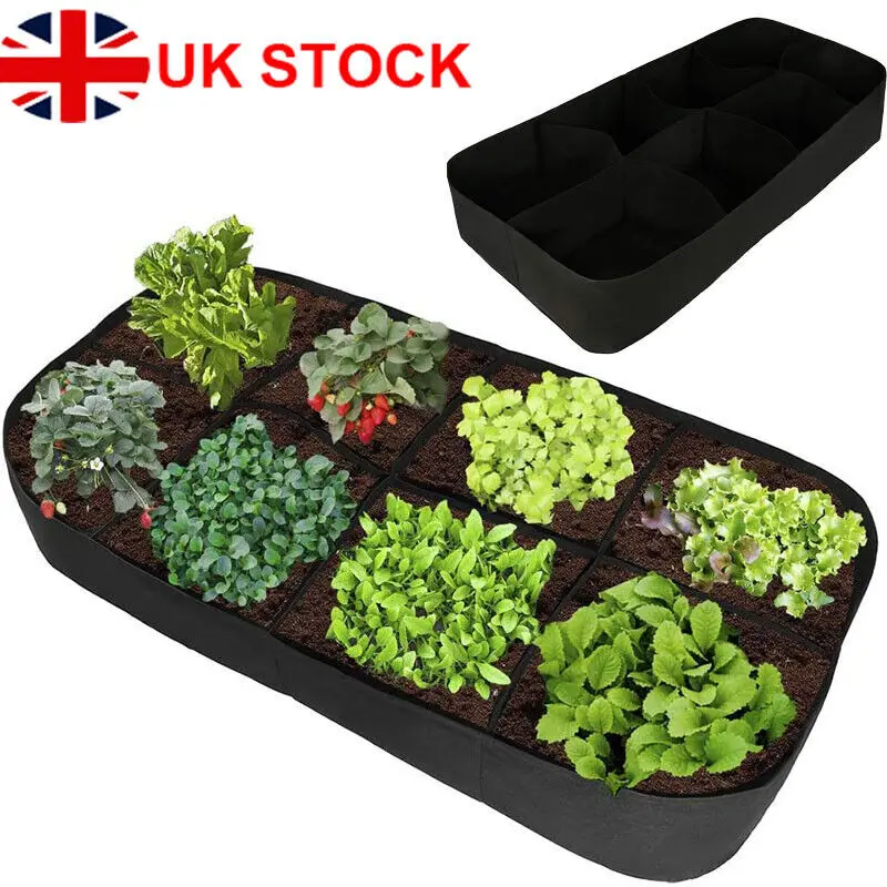 Multi-gird Felt Growing Bag Garden Planting Bag Rectangle Planting Nursery Pot Vegetable Tomato Potato Planting Container Plant