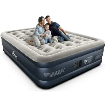 Queen Air Mattress with Built in Pump, 18 Raised Comfort Inflatable Blow up Mattress, Upgraded Four Chamber Portable Air Bed for