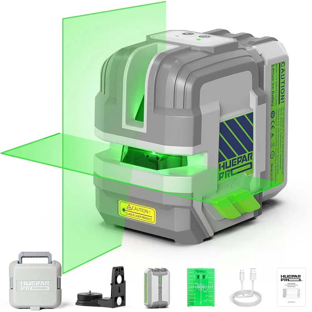 

Laser Level Rechargeable, Self Leveling Green Cross Line Laser Level Tool with Outdoor Pulse Mode, 18-Hour Long Runtime, 360° Ma