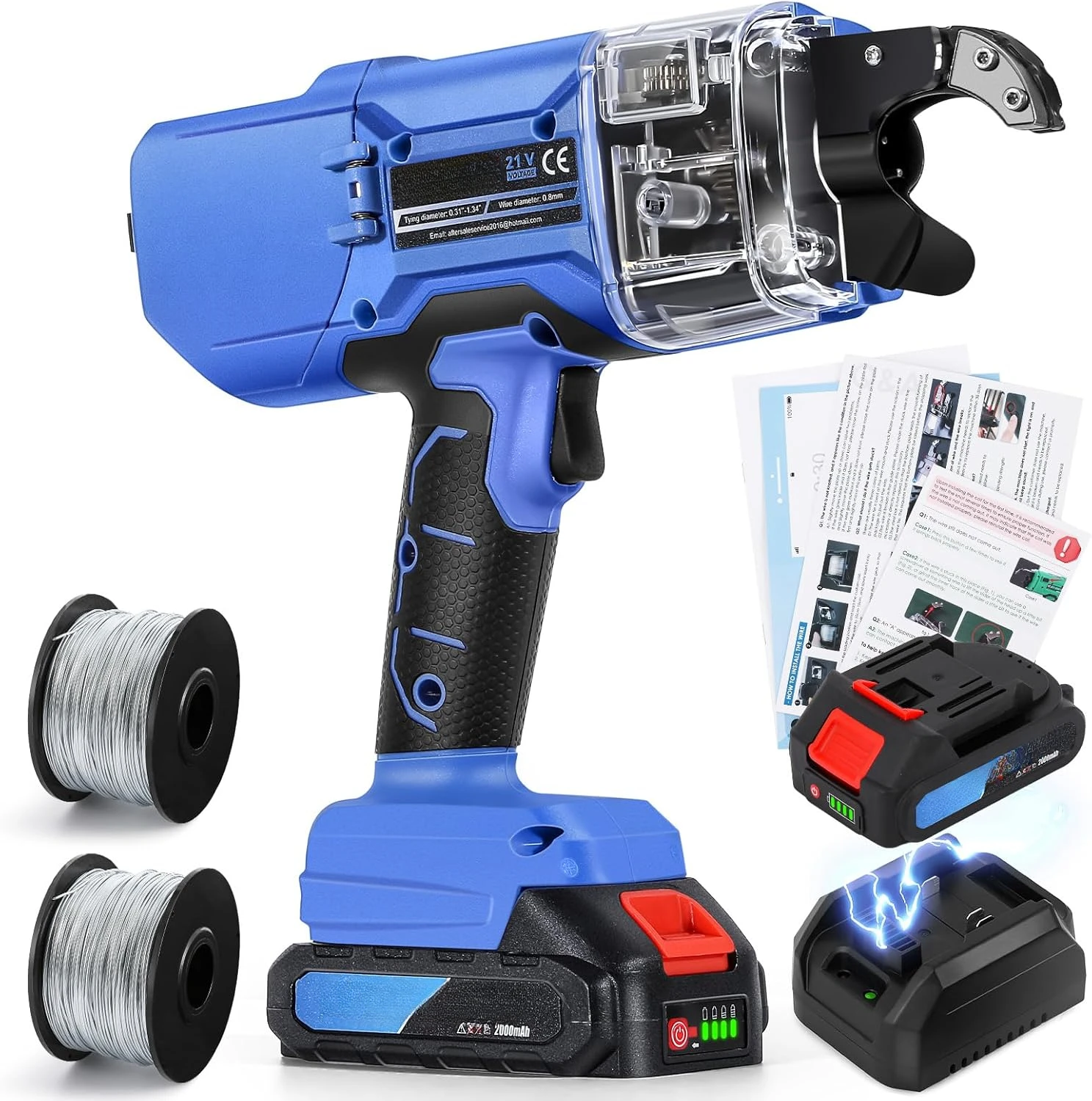 

Automatic Rebar Tie Gun Cordless Rebar Tying Machine for φ0.3"-1.33" Battery Powered 21V