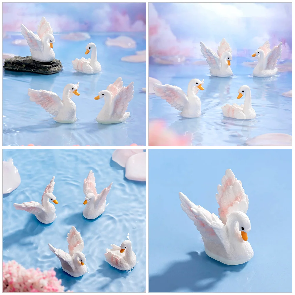 8 قطع تماثيل بجع صغيرة من الراتنج لتزيين الحدائق الخيالية والتراريوم وتزيين الكعك وترتيب الطحالب