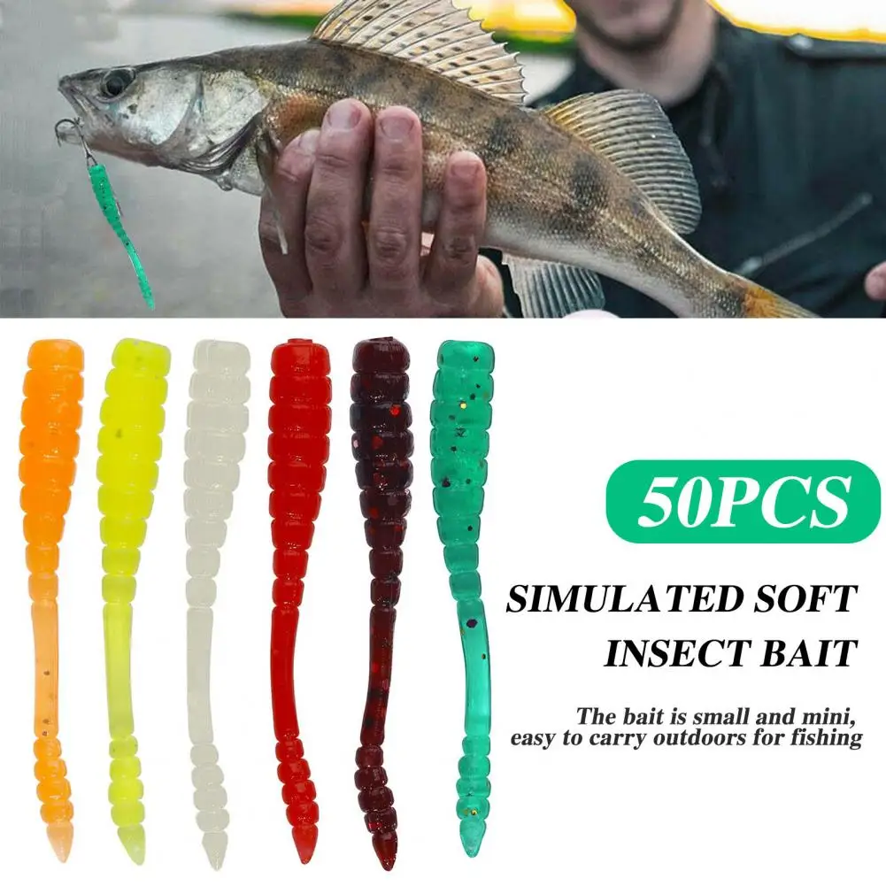 50Pcs/Set 4CM/0.4G Soft Worm Lure Realistic Bionic Spiral Maggot Artificial Fishing Lure Colorful Worm Bait Angling Accessories