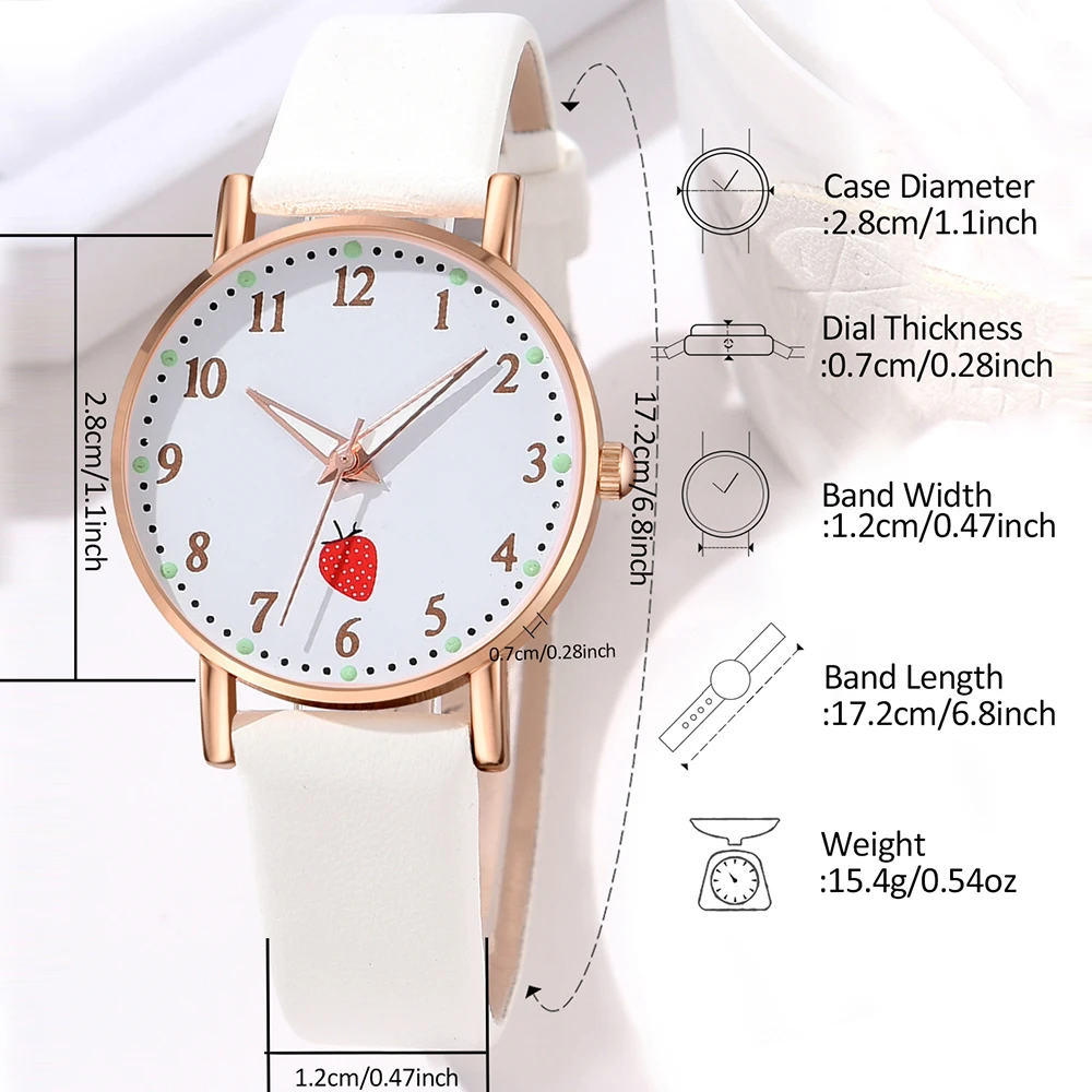 GAIETY Couple Simple Style Strawberry Element Dial Watch Casual Fashion Quartz Watch Is The Perfect Gift For Her (No Box)