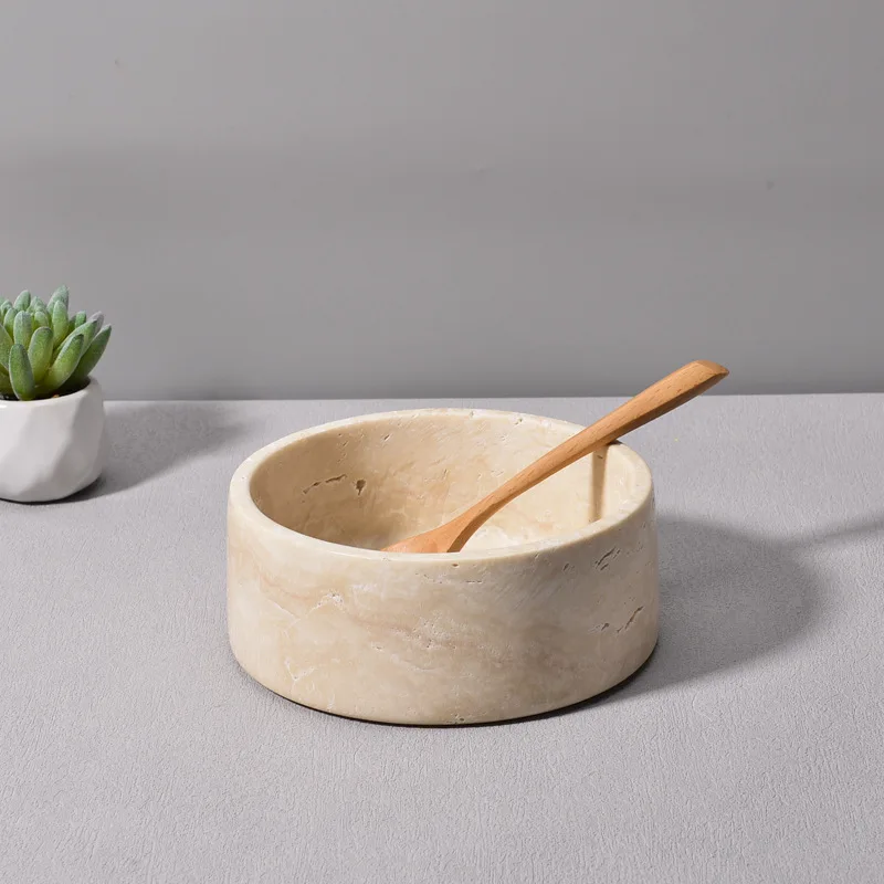 New creative personalized round restaurant bowl, natural yellow cave stone Middle Eastern specialty meal bowl