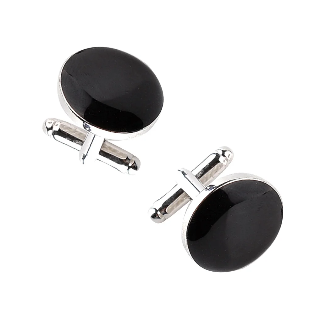 

2Pcs High Quality French Cufflinks Anti-Rust Durable Wedding Gifts Black Classic Design for Men Shirts Shirt Cufflinks