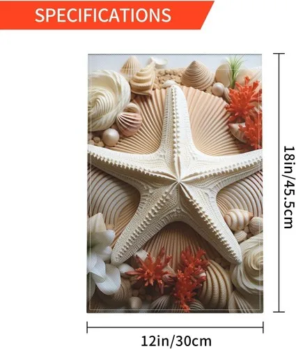 Garden Flags Double Sided Yard Flag Large Seashell Starfish Garden, 12x18 Inch XXQ