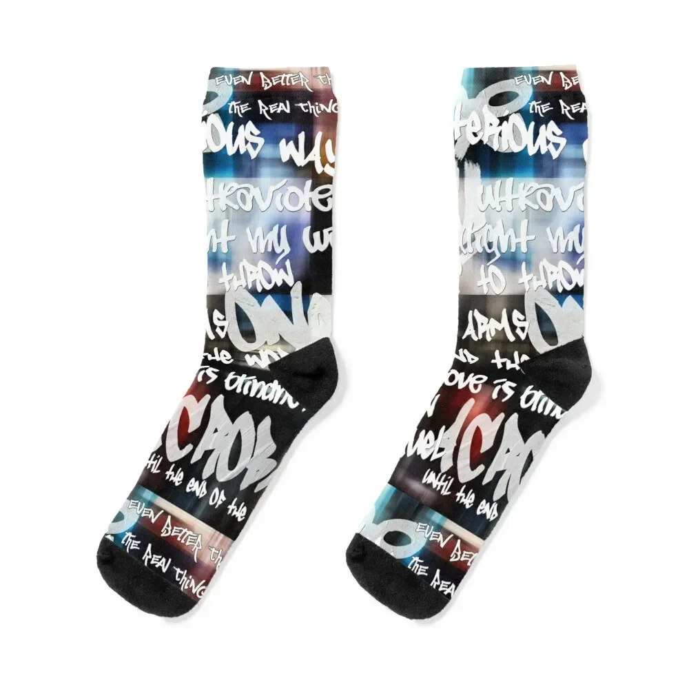 Ins Baby Graffiti Socks para homens e mulheres, esportes e lazer, Valentine Gift Ideas, meias quentes de inverno, presente de Natal, U2