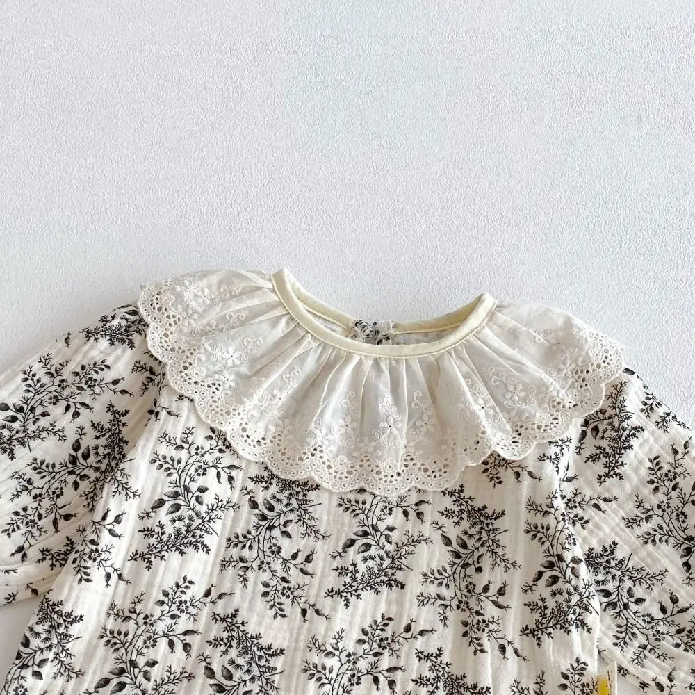 Vestido tipo jersey con cuello de hoja de loto para bebé, mono con volantes, mono con flores para niño, pelele infantil esponjoso, pantalones cortos para bebé, traje de escalada