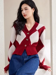 Women Clothing 2024 Autumn New Korean Style Fashion Retro Knitted Cardigan Casual Chic V-Neck Long Sleeve Sweater Coats