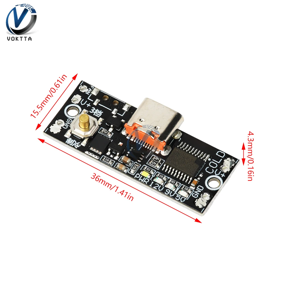 PD2.0 PD3.0 QC3.0急速充電デコイ 5V 9V 12V調整可能冷却ファンメインコントロールボード デュアル出力ポート スイッチ付きType-C