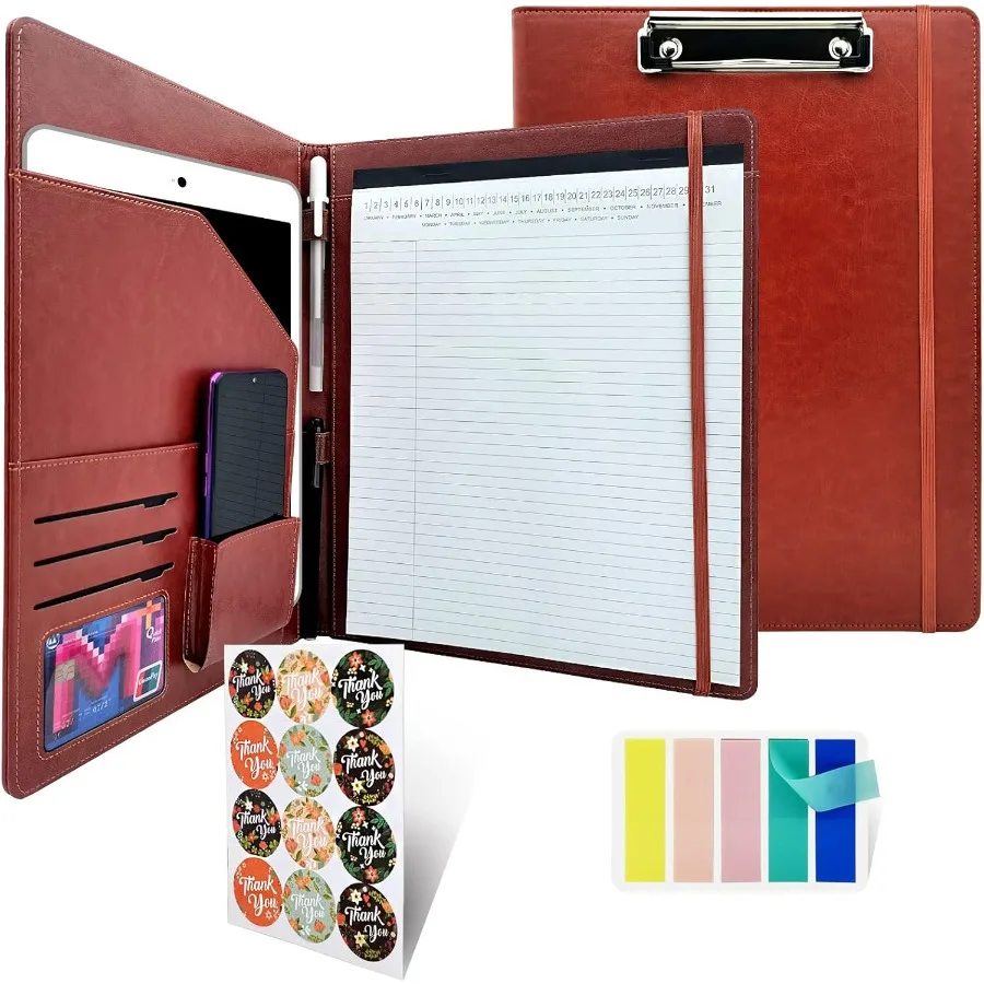 

Zipper Portfolio Business PU Leather Conferee Folder Storage Organizer Resume Document Holder 4 Ring Binde Exterior Pocket Padf