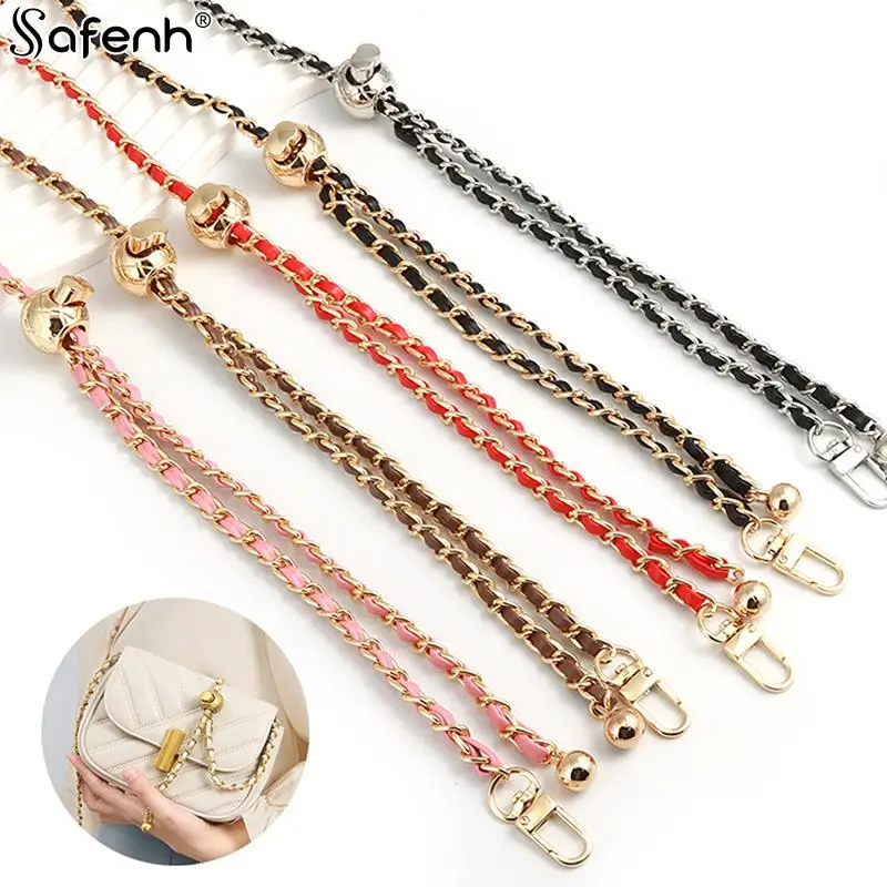 120CM Purse Chain Strap Crossbody Handbag Chains Replacement Leather Shoulder Bag Chain Straps Chic Golden Ball Bag Accessories