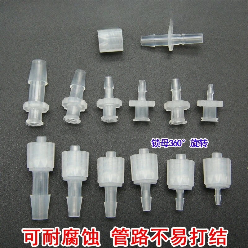 

10PCSHigh temperature resistant plastic luer joint Internal and external spiral through joint for scientific research experiment