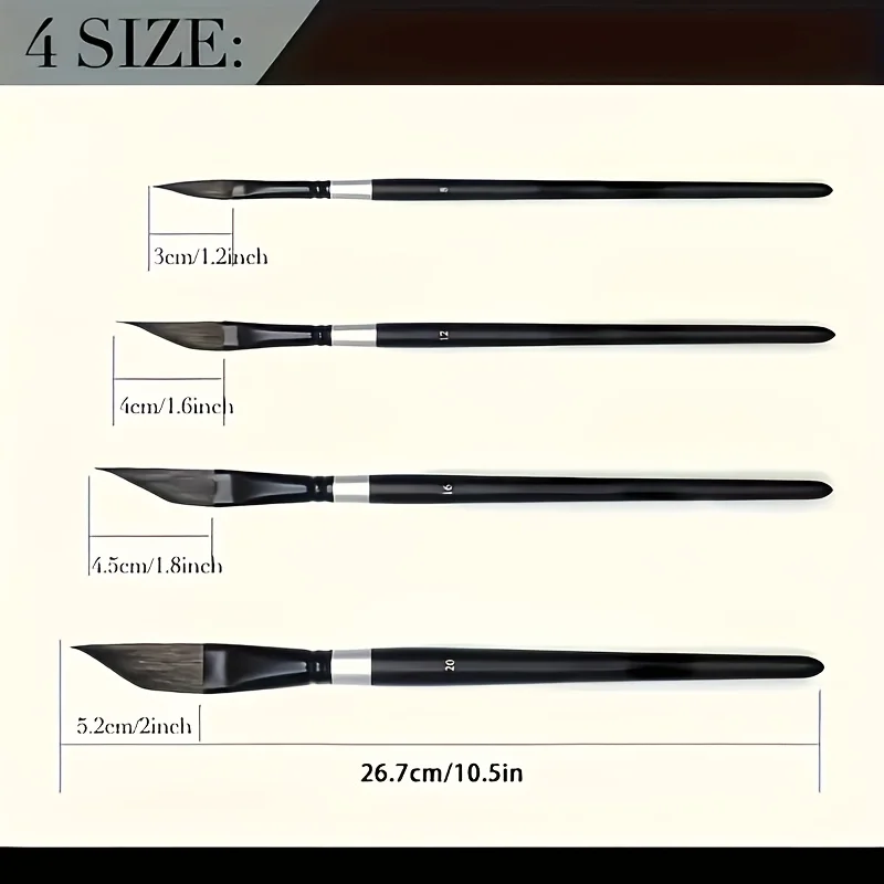 4pcs Watercolor Brushes-Professional Artist Brushes with ErgonomicTailHandle,Perfect for Fine Detailing&Expressive
