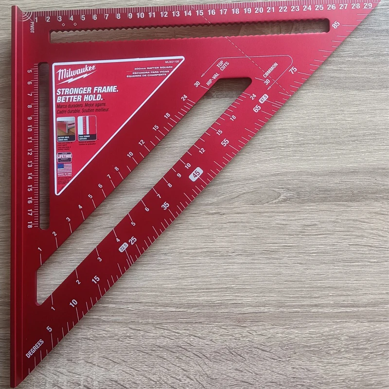 Milwaukee MLSQ1120 Rafter Square 180mm Aluminum Alloy High-Visibility Marking for Carpentry & Woodworking Layout