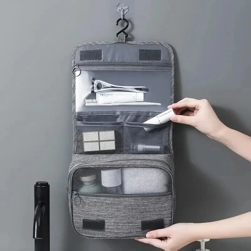 Waterproof Oxford Travel Wash Bag, Portable Hanging Cosmetic & Toiletry Organizer for Men & Women