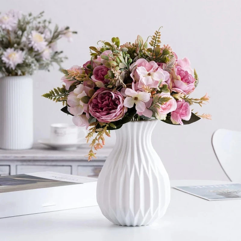 Modern Vase, White Plastic Vase, Flower Pot, Scandinavian Home Decor, Living Room Decor, Wedding Floral Arrangement Vase