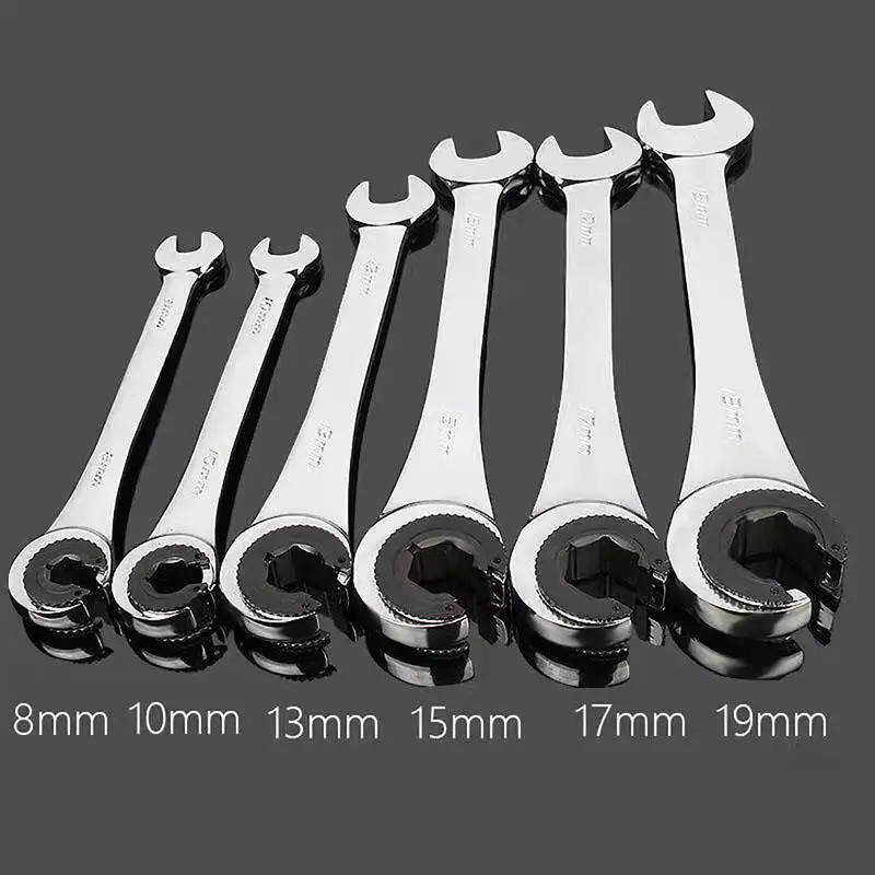 Double-ended open ratchet wrench, removable in narrow space, fast ratchet open wrench