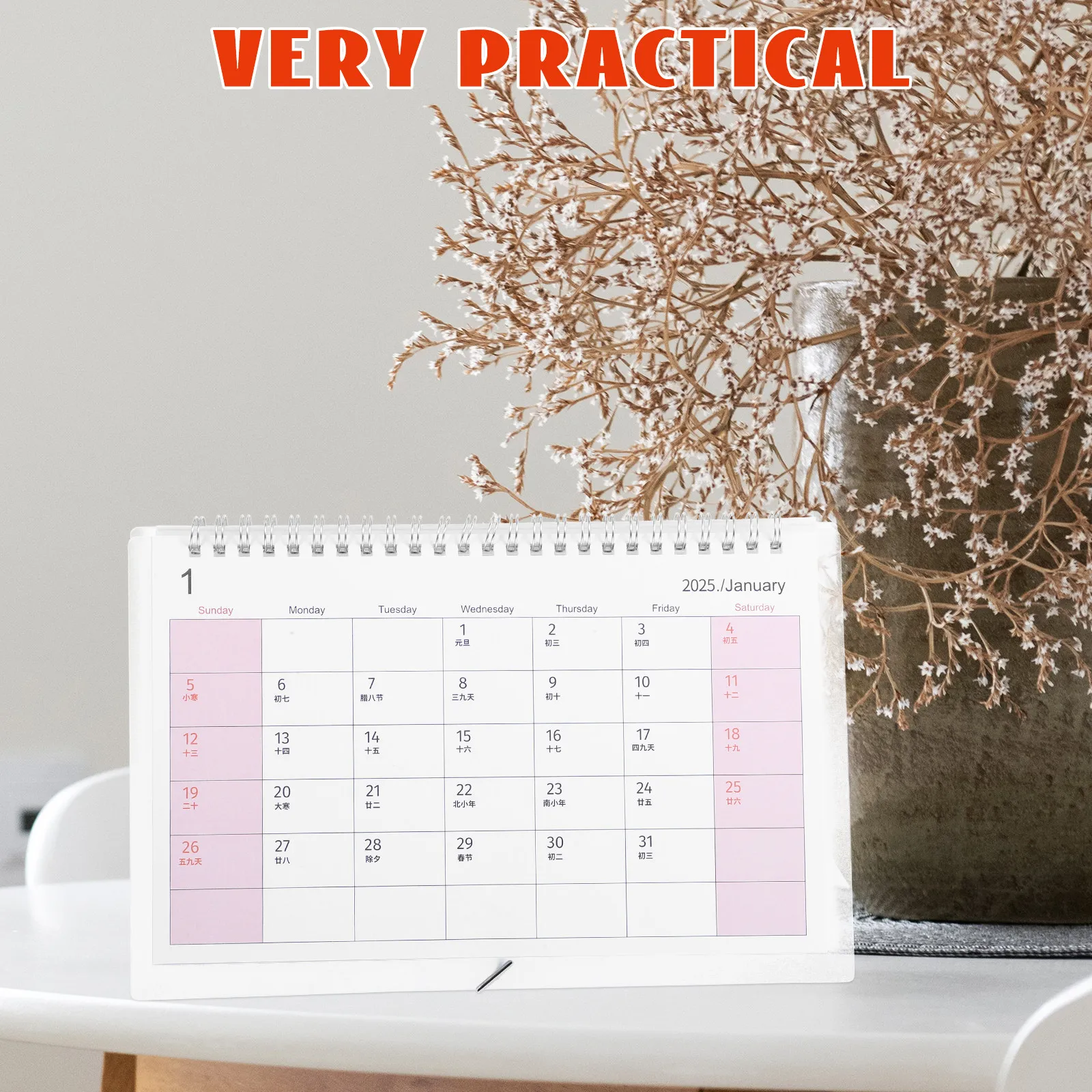 2025 Desk Calendar Minimalist Desktop Planner Standing Flip Monthly Tabletop Calendar Convenient for Office Home