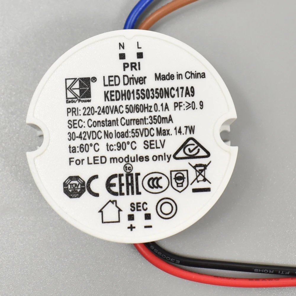 Transformador LED redondo regulable, controlador de lámpara colgante de atenuación de borde trasero, convertidor para luz de techo, 30-42V, 10W,